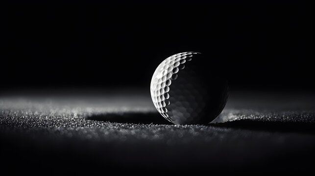 Golf Ball Rolling Towards The Hole on Dark Background,Creating Tension and Anticipation