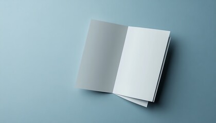 Blank Trifold Brochure Mockup on Blue Background