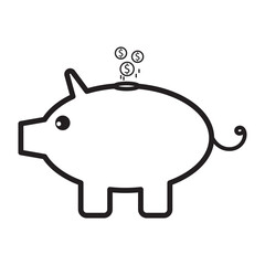 Piggy bank icon vector. piggy money icon. Silhouette icons of piggy banks with a dollar coin, symbolizing savings and financial security. Vector illustration.