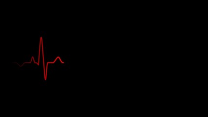 Neon red heart beat pulse on transparent background	