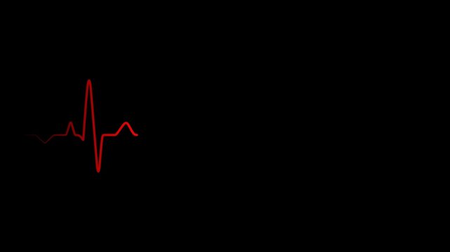 Neon red heart beat pulse on transparent background	