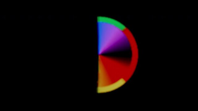 Dynamic Rainbow Loading Slice, featuring a half-circle with vibrant, rotating color segments, demonstrating active progress during loading.