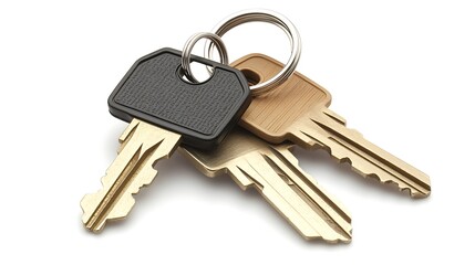 Shiny metal keys on a white background, perfect for security and access
