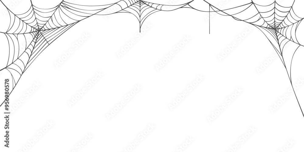 Wall mural spider web line art vector