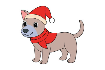 dog with Christmas hat cartoon vector illustration