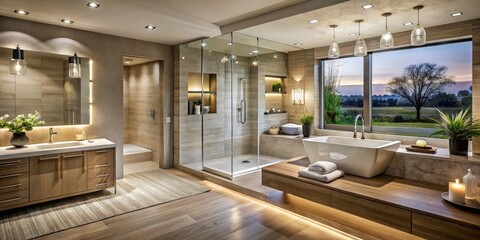 modern bathroom interior with bathtub