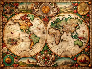 Fototapeta premium ancient map of the world
