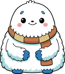 Cozy Chubby Yeti with a Colorful Scarf