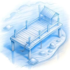 A charming 3D illustration of a wooden dock. perfect for adding a nautical touch to your designs.