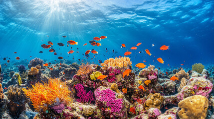 Obraz premium Vibrant Underwater World: Coral Reef and Tropical Fish