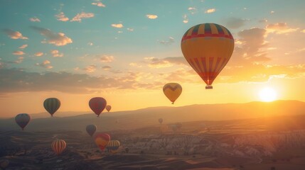 Naklejka premium Hot air balloons filling the sky during a festival