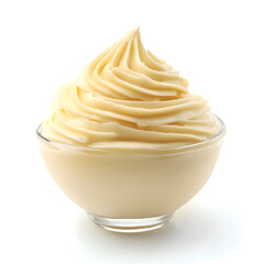 Delicious pudding vanilla dessert isolated on white background