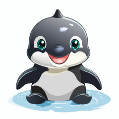 Naklejka premium Orca Whale Cute Small Cartoon Baby Animal Character 