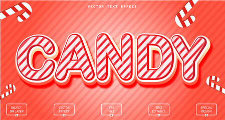 Candy christmas 3d editable text effect with candy texture