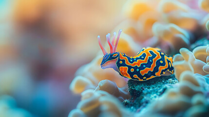 Vibrant Sea Slug on Coral Reef - Underwater Macro Photography
