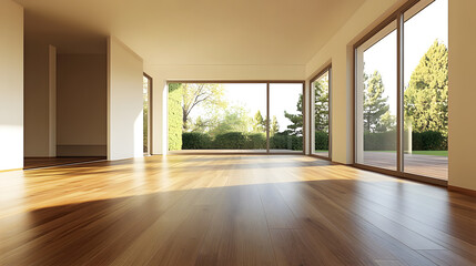 Obraz premium Modern empty room with parquet floor