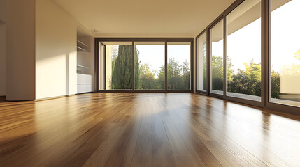 Obraz premium Modern empty room with parquet floor