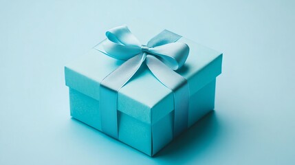 Obraz premium Light Blue Gift Box with a Satin Ribbon Bow
