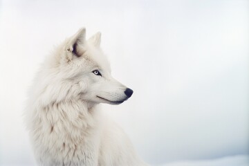 Obraz premium White Wolf on a White Background