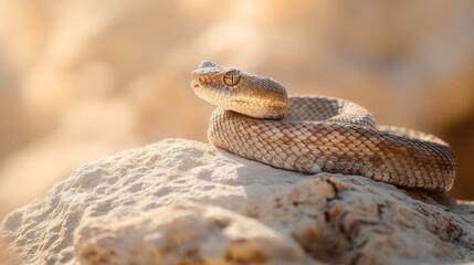 Fototapeta premium Close-Up of a Desert Snake on a Rock