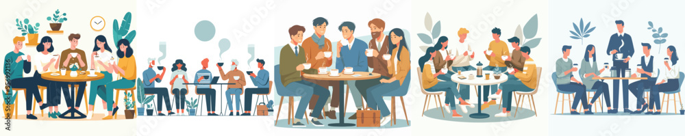 Canvas Prints vector set of a group of people discussing in a flat design style