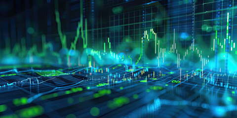 Obraz premium Market Trend Analysis Graph - Blue and Green