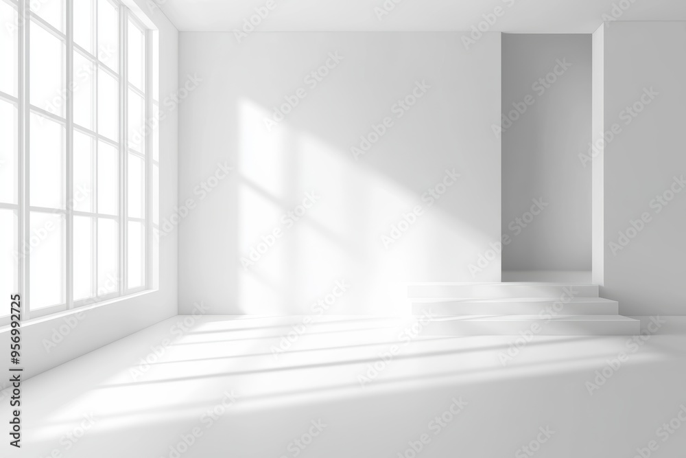 Leinwandbilder white studio background blurred with shadows of a window behind the product. empty room with shadows
