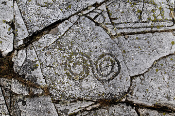Doppelspirale Petroglyphen - Spiralen Felsenritzungen in Südschweden Skåne aus der Bronzezeit