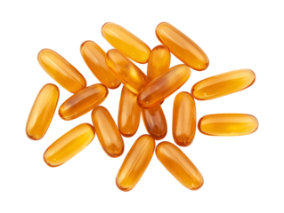 photo of oil-filled capsules for fish oil omega 3 food supplement on isolated background

