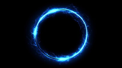 Frame isolated on black background with blue neon glowing glare circles.