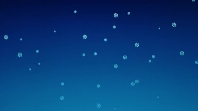 Crisp Winter Scene with Falling Snowflakes, displaying clear white snowflakes on a gradient blue background, symbolizing a serene snowy atmosphere.