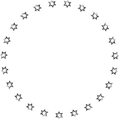 Hand drawn ink stars, icon, symbol, logo. Doodle sketchy brush style