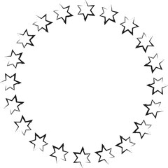 Hand drawn ink stars, icon, symbol, logo. Doodle sketchy brush style