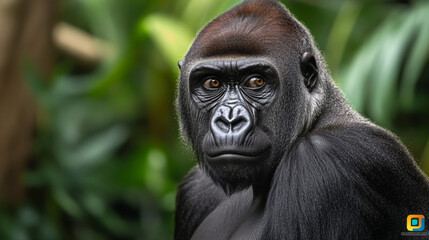 Obraz premium Close Up Portrait of a Gorilla in the Jungle