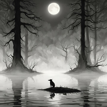 Evil dark swamp