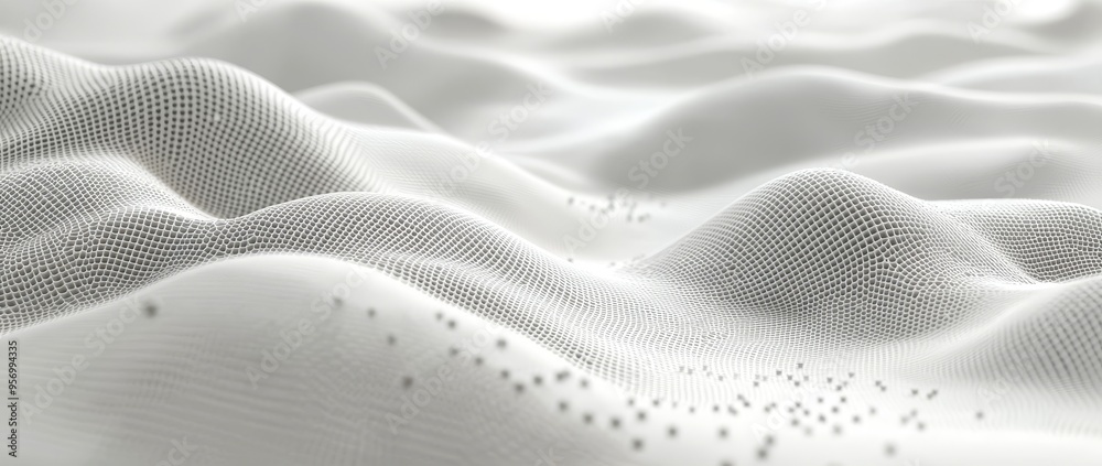 Aufkleber A futuristic abstract wave on a digital background. A network connection structure. A big data set. 3D rendering.