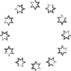 Obraz premium Hand drawn ink stars, icon, symbol, logo. Doodle sketchy brush style