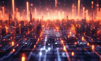 Obraz premium futuristic city with lots lights