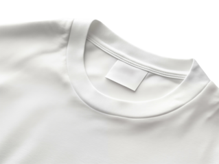 white t-shirt label mockup with seamless collar isolated background
