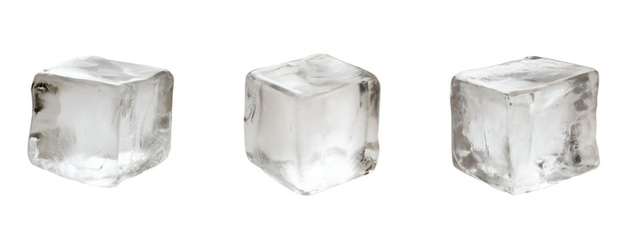 photo of three ice cubes isolated background
