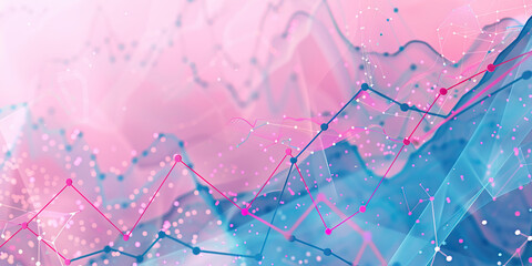 Pink and Blue Market Graphs on Abstract Canvas: A softer version of the market graph, with pink and blue lines and dots, ideal for more feminine or pastel-colored designs.