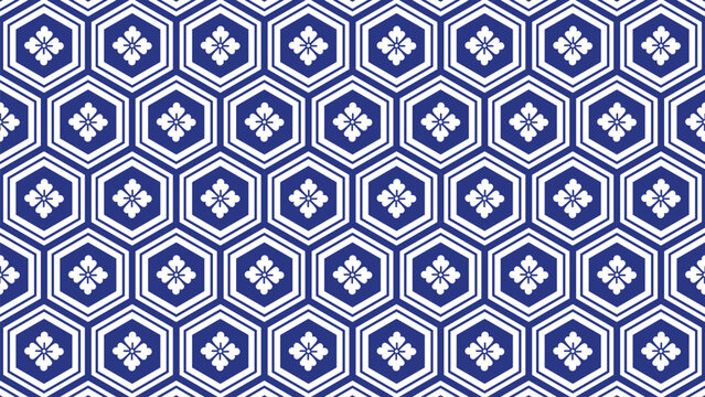 Japanese pattern Kikko background. Tortoise shell 16:9 ratio vector wallpaper.