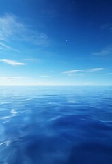Obraz premium blue ocean with bright sky and clouds