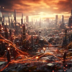 Fototapeta premium city with lots buildings and lights