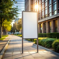 Blank. white signpost in urban setting. perfect for showcasing your message or branding.