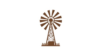 Minimalistic Vintage Windmill Logo Design on White Background