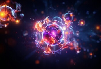 Obraz premium abstract background with glowing particles and circles