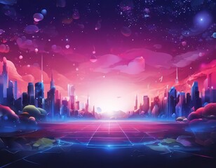 Fototapeta premium futuristic cityscape background with neon lights