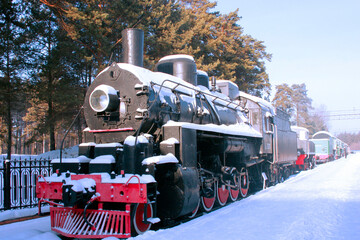 The Trans-Siberian Railway in winter, trains moving