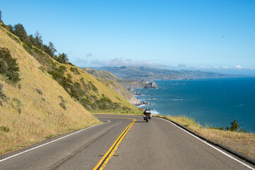 Motorcycle on Pacific Coast Highway California road highway ocean